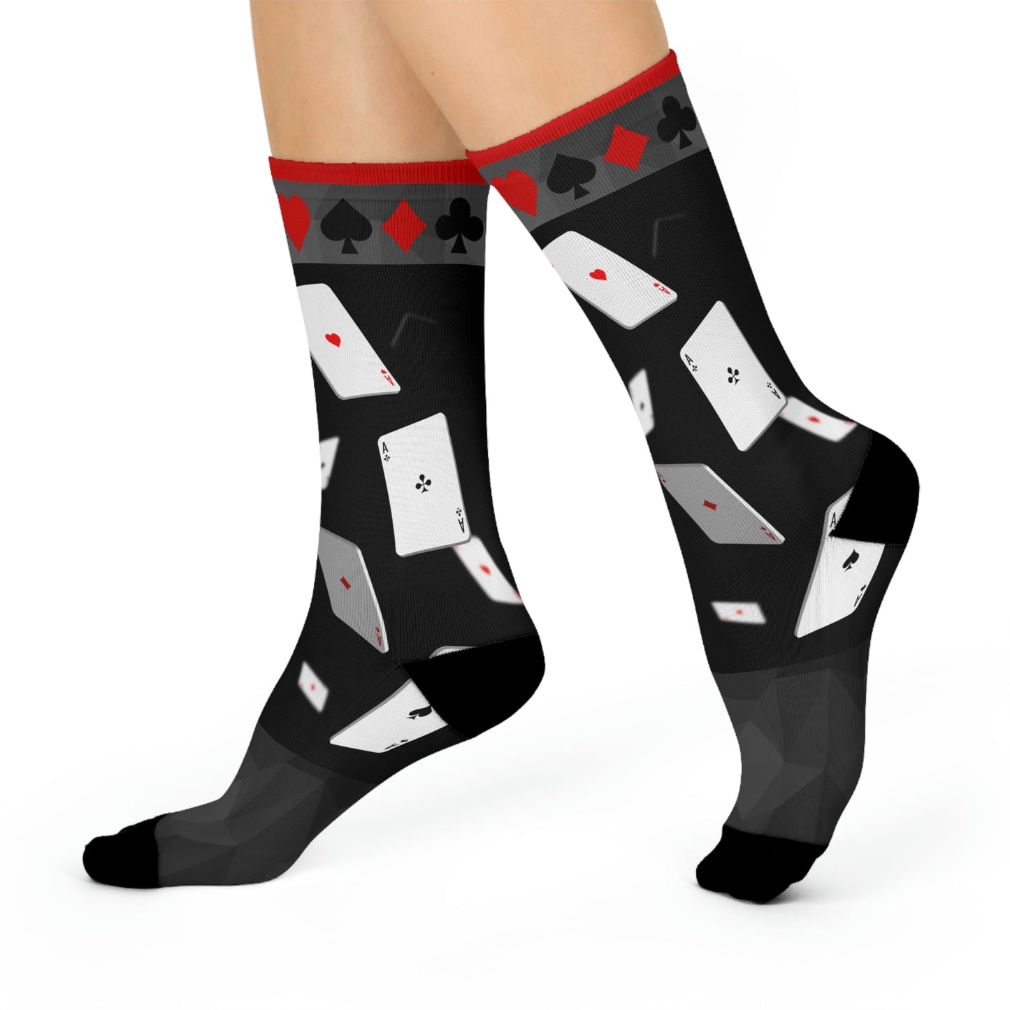 Casino Game Night Socks Gin Rummy Unisex Adult Stretchy Mid Calf Original Atlas Wanderlust