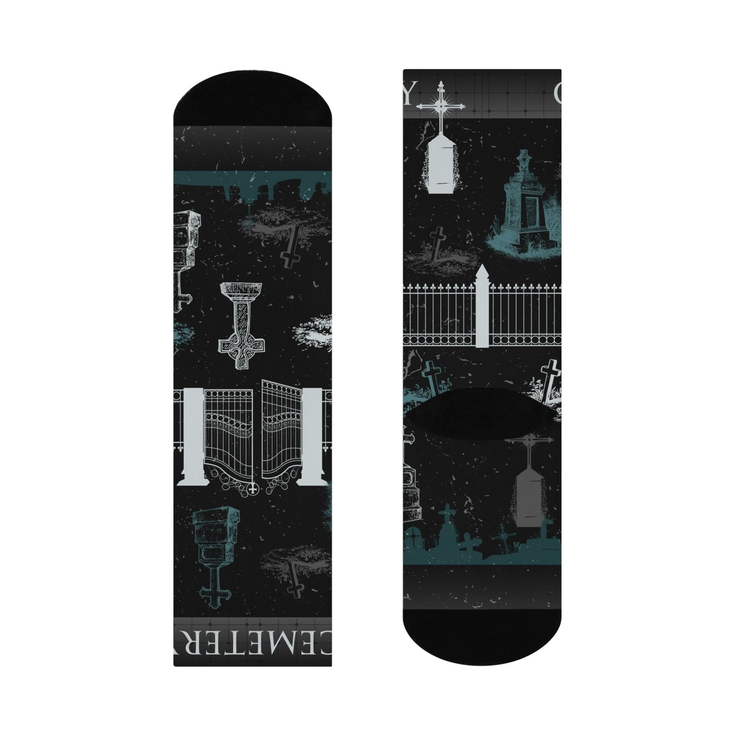 Cemetery Socks Headstones Taphophile Unisex Adult Stretchy Mid Calf Original Atlas Wanderlust