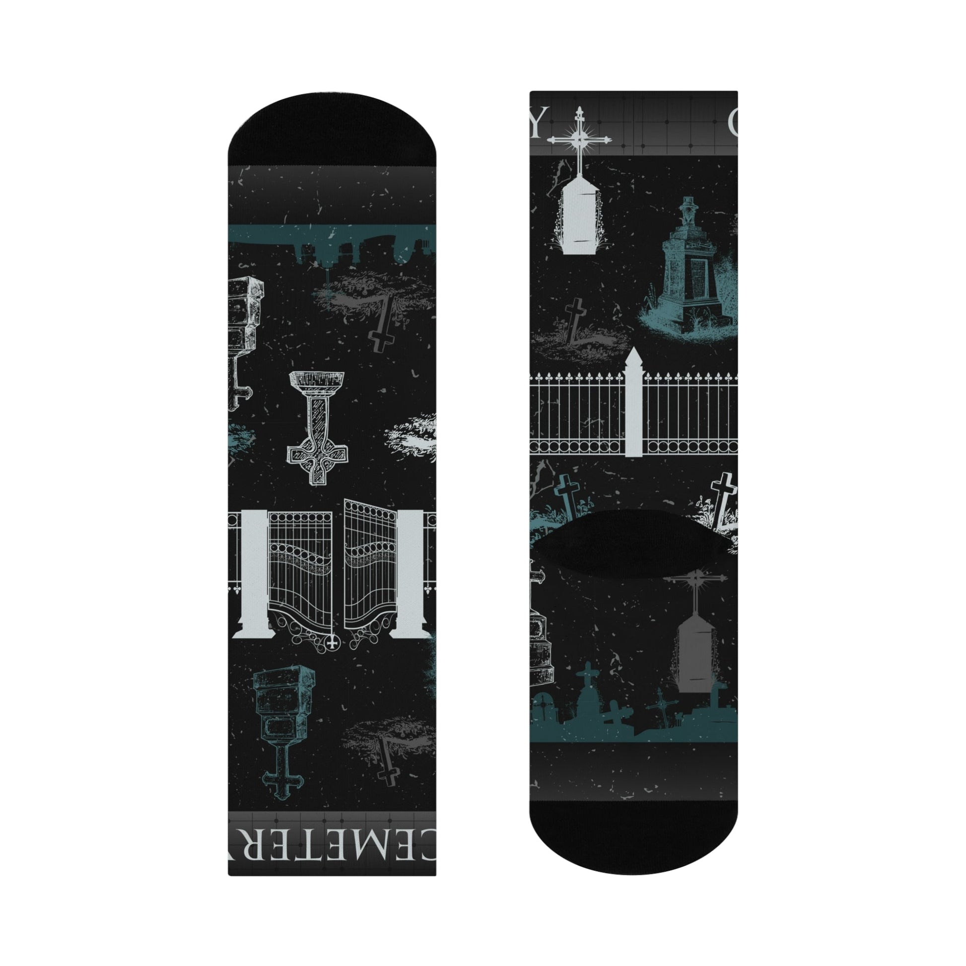 Cemetery Socks Headstones Taphophile Unisex Adult Stretchy Mid Calf Original Atlas Wanderlust