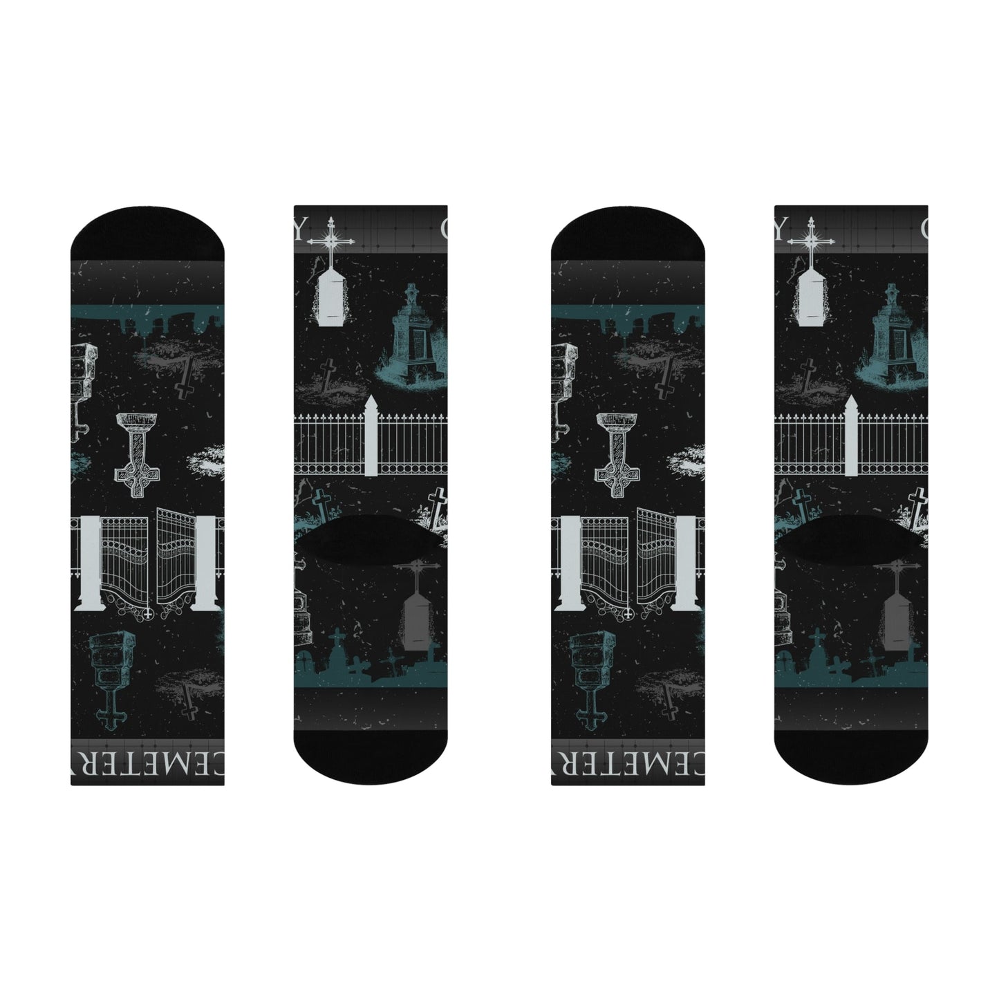 Cemetery Socks Headstones Taphophile Unisex Adult Stretchy Mid Calf Original Atlas Wanderlust