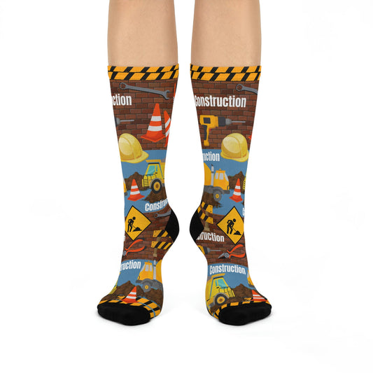 Construction Worker Socks Unisex Adult Stretchy Mid Calf Original Atlas Wanderlust