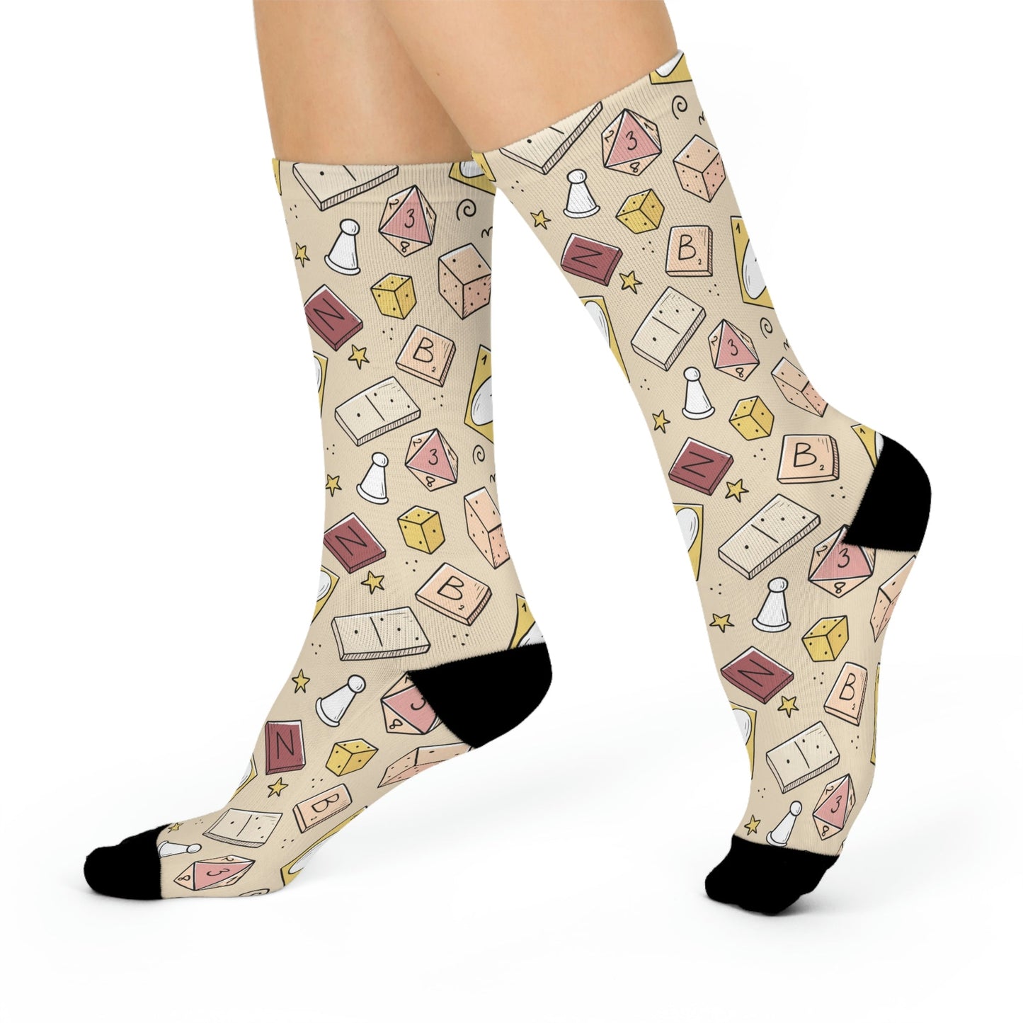 Game Night Socks Dice Unisex Adult Stretchy Mid Calf Original Atlas Wanderlust