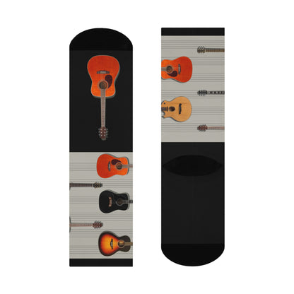 Right Sock with wooden acoustic guitars