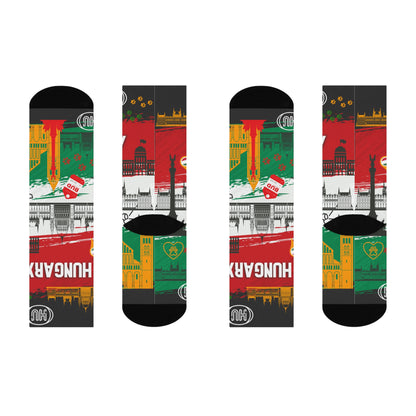 Hungary socks country colors Budapest skyline