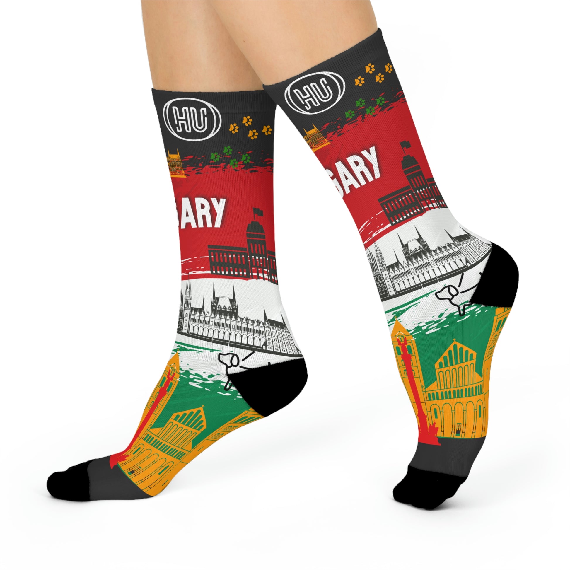 Hungary socks country colors Budapest skyline