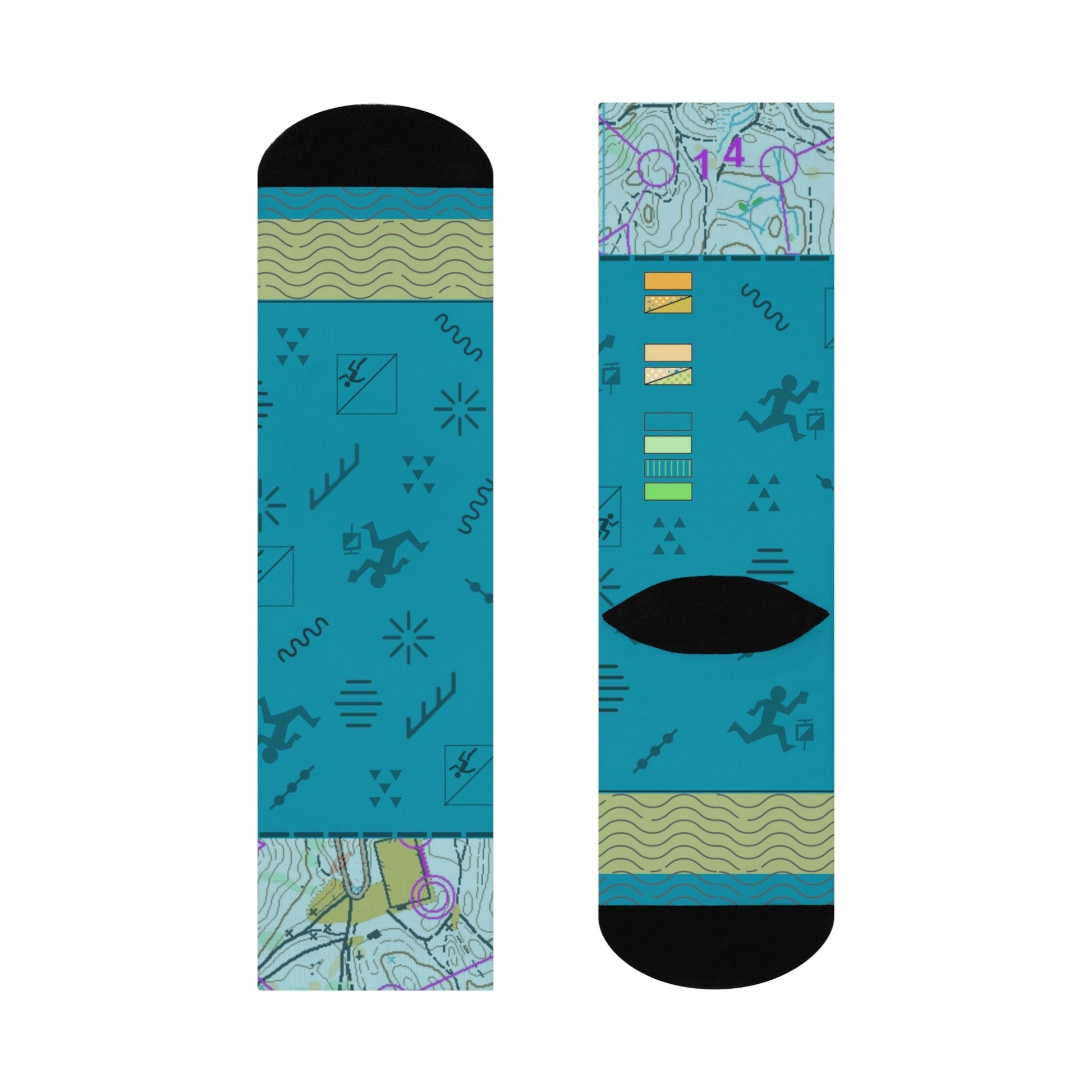 Orienteering Socks Map Symbols Unisex Adult Stretchy Mid Calf Original Atlas Wanderlust