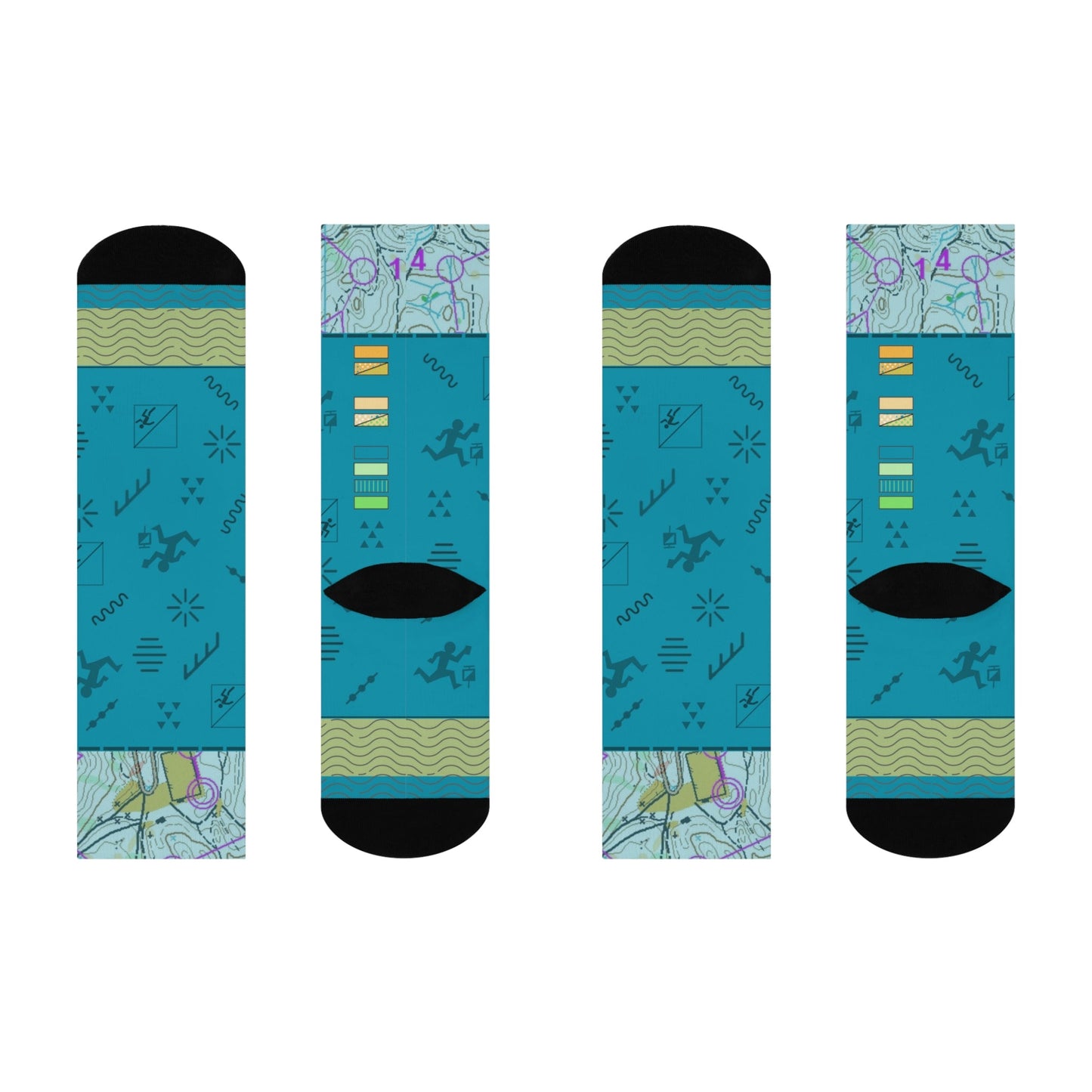Orienteering Socks Map Symbols Unisex Adult Stretchy Mid Calf Original Atlas Wanderlust