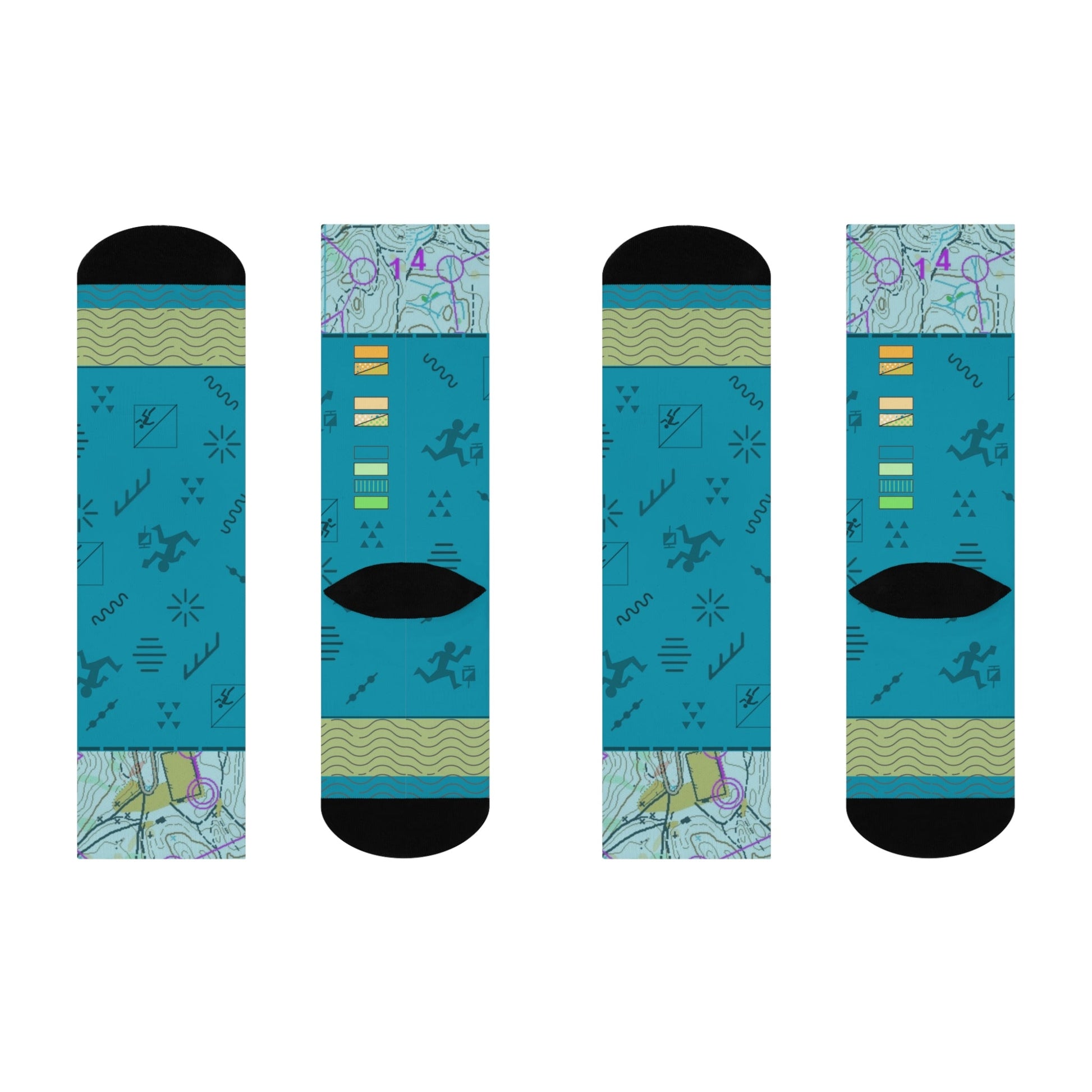 Orienteering Socks Map Symbols Unisex Adult Stretchy Mid Calf Original Atlas Wanderlust