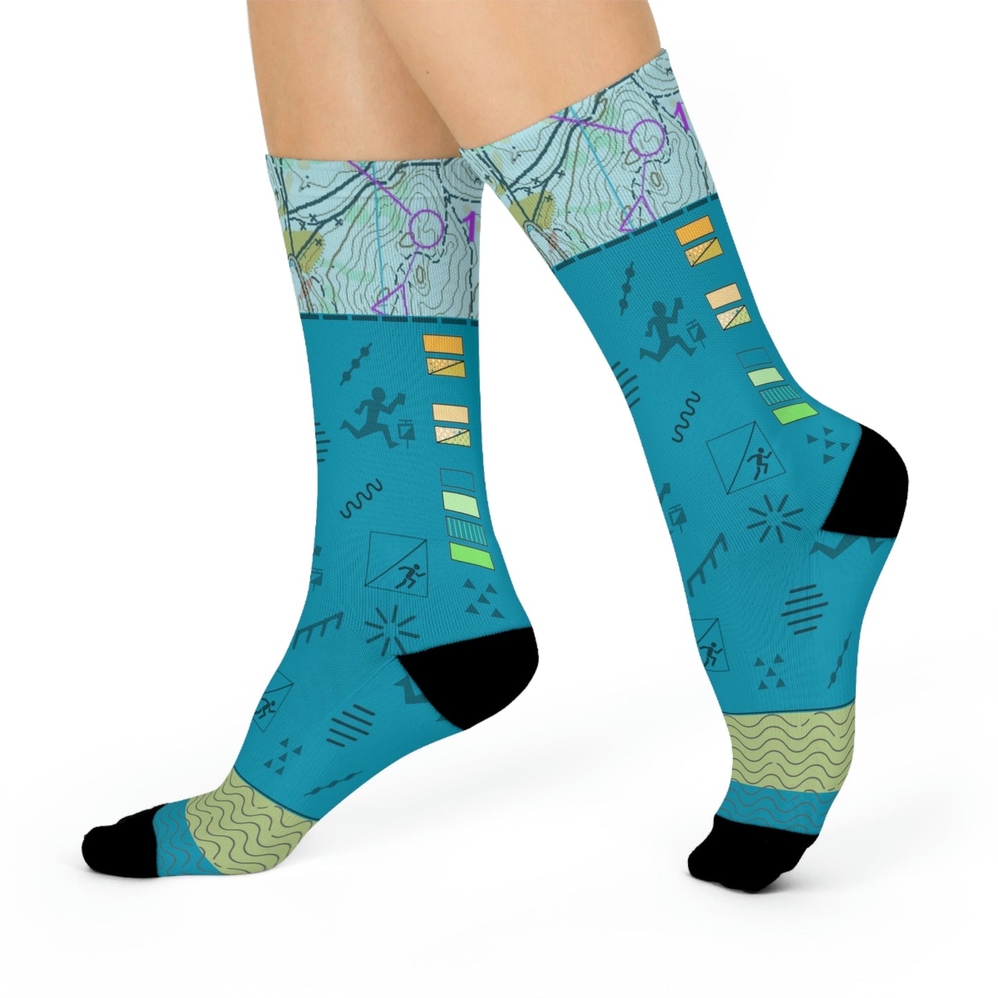 Orienteering Socks Map Symbols Unisex Adult Stretchy Mid Calf Original Atlas Wanderlust