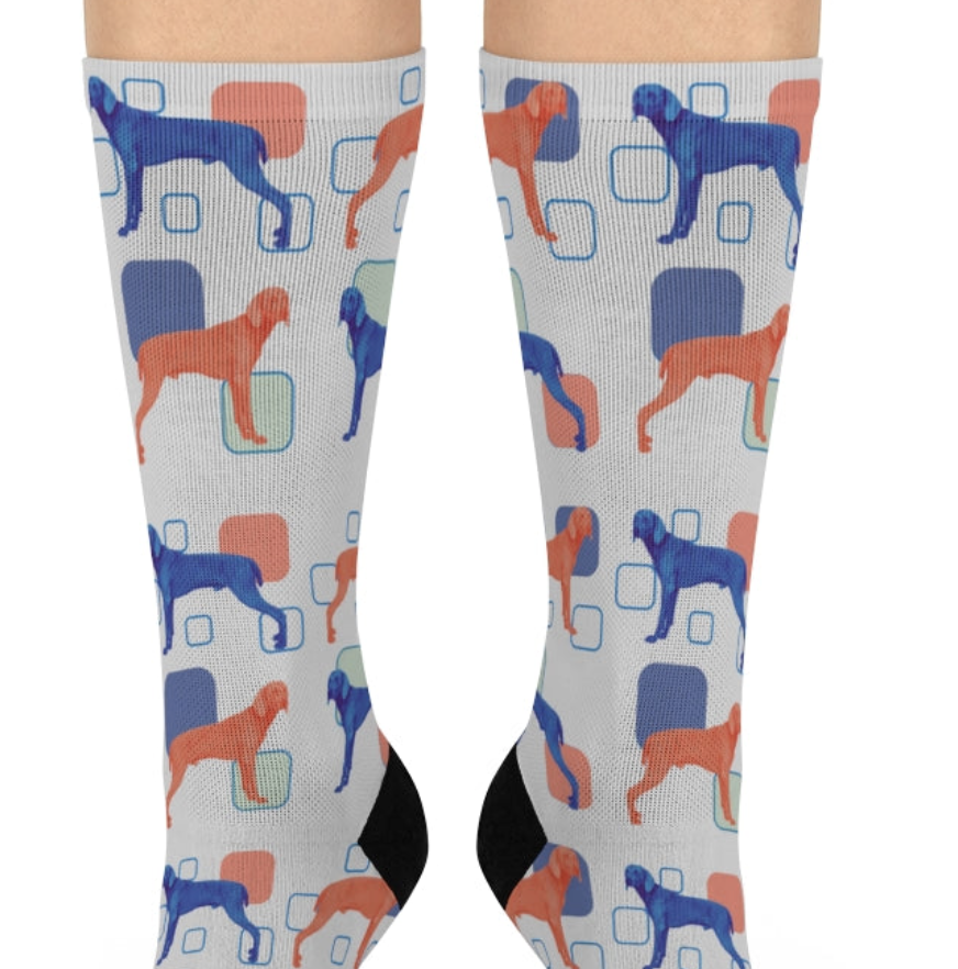 Weimaraner Crew Socks! Weime socks with a pop-art design, colorful, fun! great gift! - The Dapper Dogg