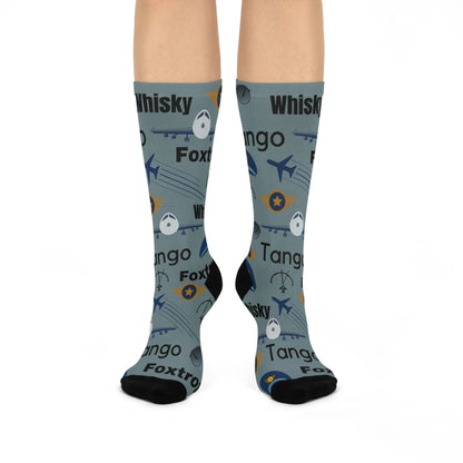 Pilot Socks Flight Unisex Adult Stretchy Mid Calf Original Atlas Wanderlust