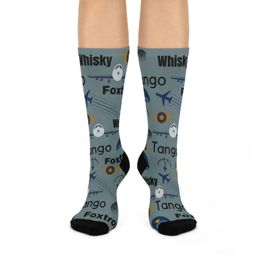 Pilot Socks Flight Unisex Adult Stretchy Mid Calf Original Atlas Wanderlust