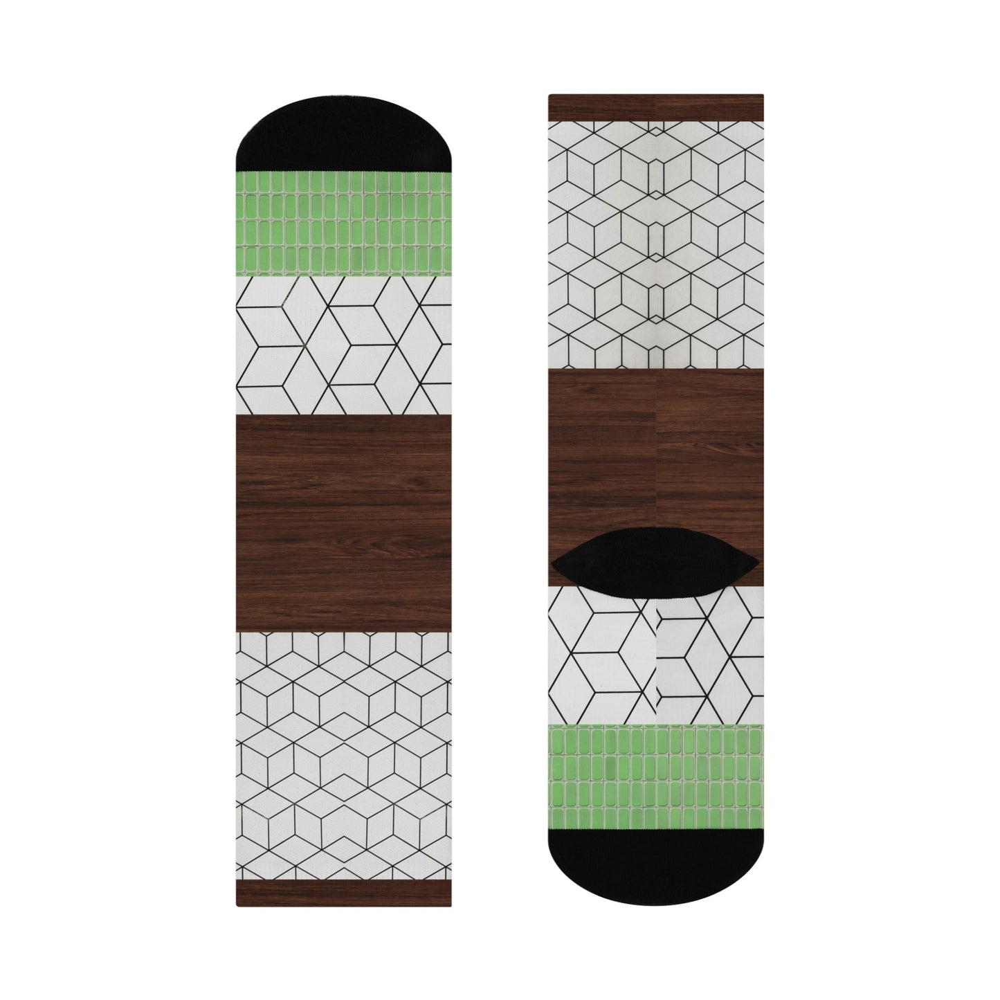 Tile and Wood Socks Flooring Unisex Adult Stretchy Mid Calf Original Atlas Wanderlust