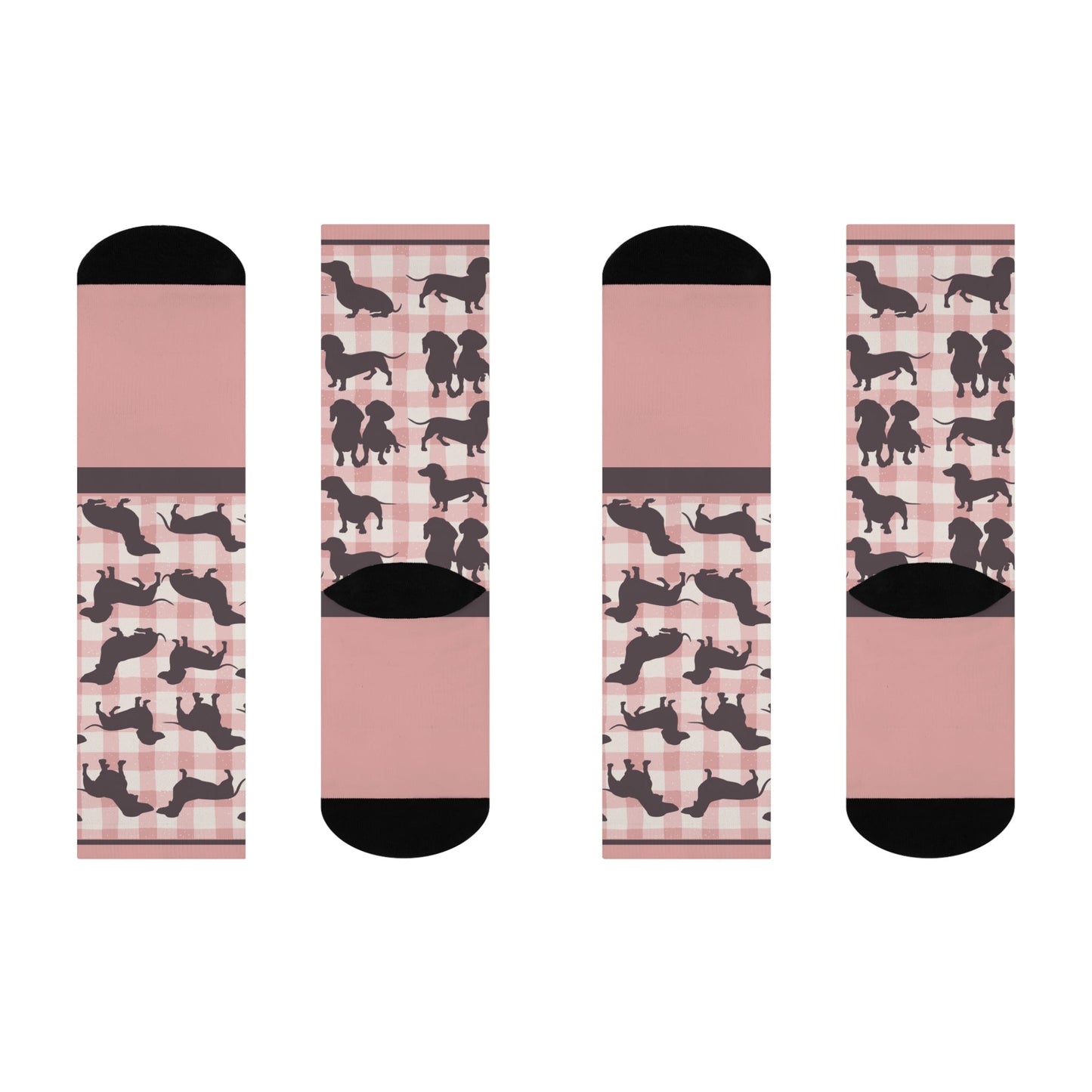 Dachshund Socks Gingham Unisex Adult Stretchy Mid Calf Original Atlas Wanderlust