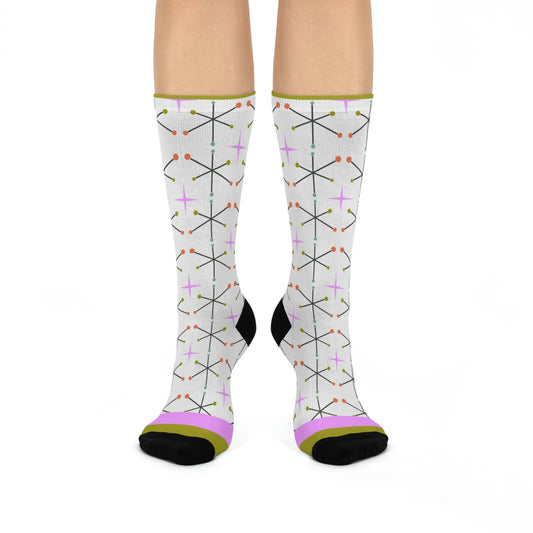 Vintage Starburst Socks Motif Unisex Adult Stretchy Mid Calf Original Atlas Wanderlust