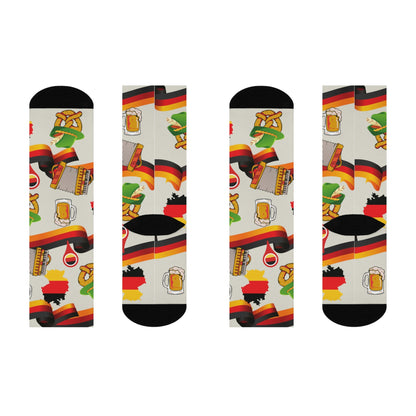 German Socks Pretzels Unisex Adult Stretchy Mid Calf Original Atlas Wanderlust