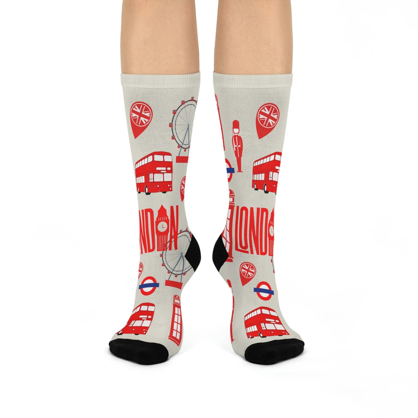 London England Socks Anglophile Unisex Adult Stretchy Mid Calf Original Atlas Wanderlust