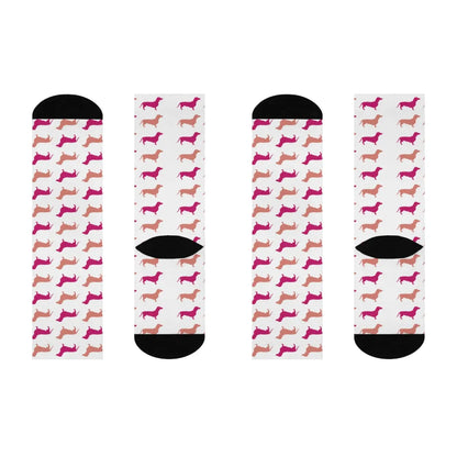 Dachshund Crew Socks! magenta and latte dachshund, great gift! modern, trendy, cute wiener dog socks! - The Dapper Dogg