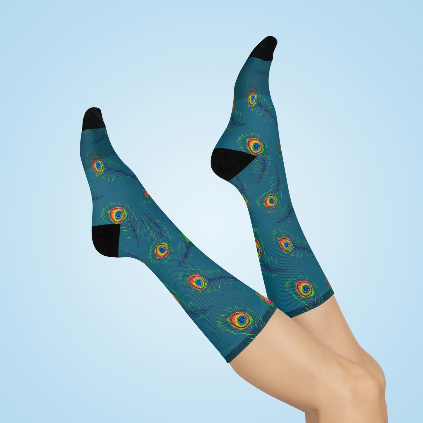Peacock Socks Paisley Unisex Adult Stretchy Mid Calf Original Atlas Wanderlust