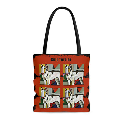Bull Terrier Tote Bag, Picasso Style Atlas Wanderlust