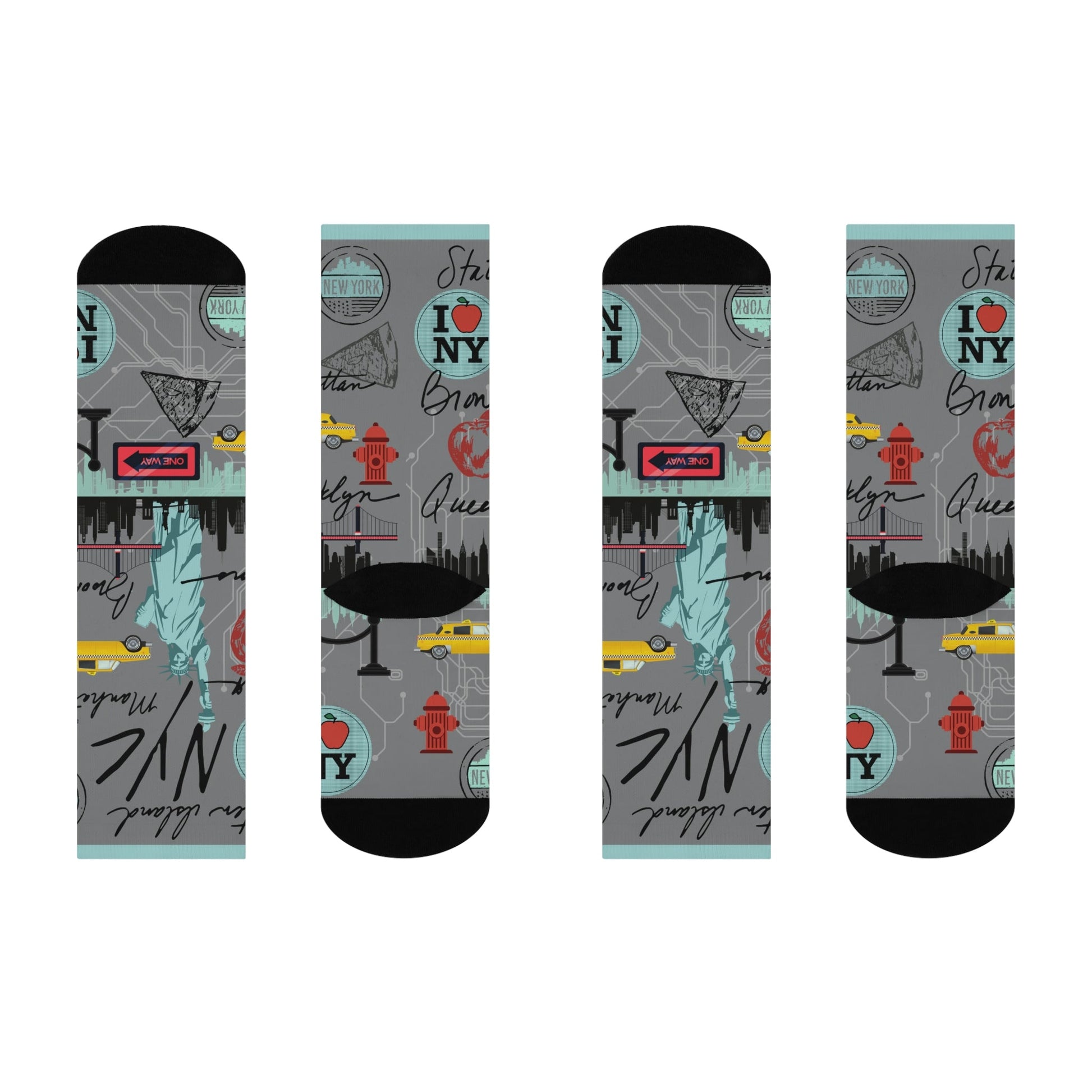 NYC Socks Aqua Map Lady Liberty Unisex Adult Stretchy Atlas Wanderlust