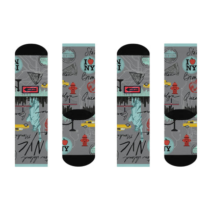 NYC Socks Aqua Map Lady Liberty Unisex Adult Stretchy Atlas Wanderlust