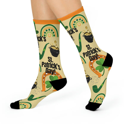 St. Patrick’s Day Socks Pot of Gold Unisex Adult Stretchy Mid Calf Original Atlas Wanderlust