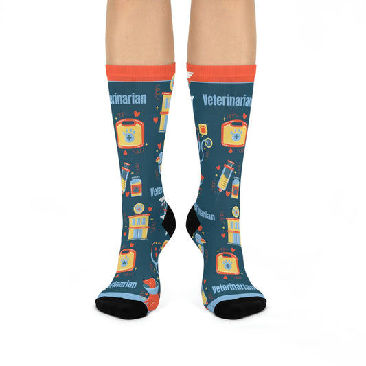 Veterinarian Socks Unisex Adult Stretchy Mid Calf Original Atlas Wanderlust
