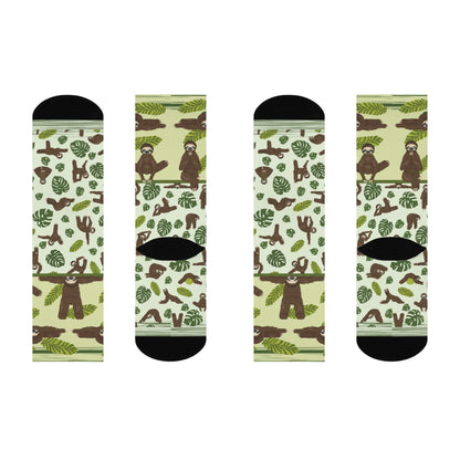 Sloths in Action= Slaction Socks! Unisex Adult Stretchy Mid Calf Original Atlas Wanderlust