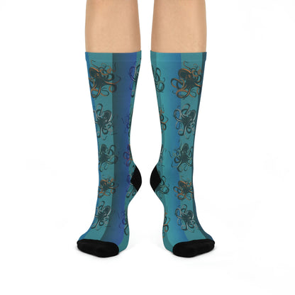 Octopus Steampunk Socks Unisex Adult Stretchy Mid Calf Original Atlas Wanderlust
