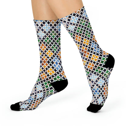 Tile Socks European Unisex Adult Stretchy Mid Calf Original Atlas Wanderlust
