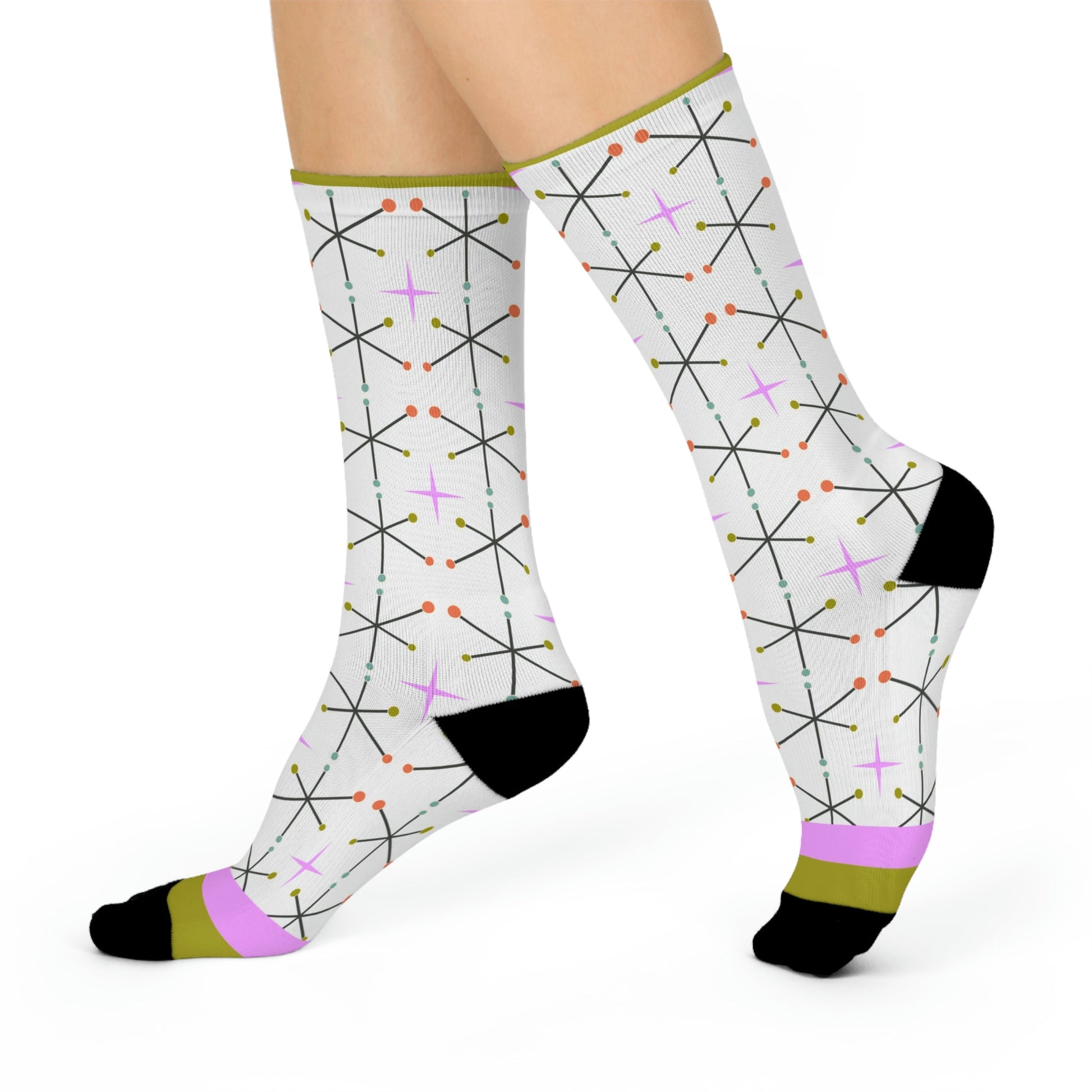Vintage Starburst Socks Motif Unisex Adult Stretchy Mid Calf Original Atlas Wanderlust