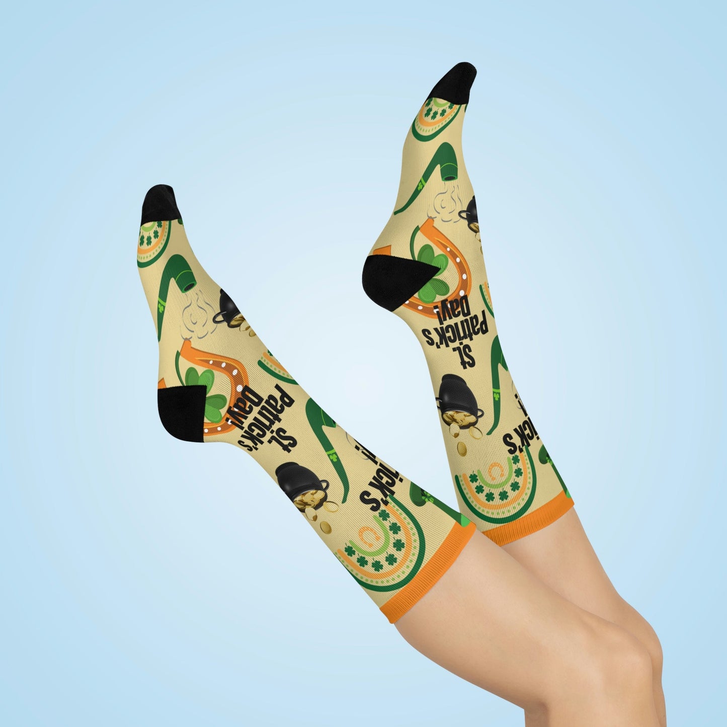 St. Patrick’s Day Socks Pot of Gold Unisex Adult Stretchy Mid Calf Original Atlas Wanderlust