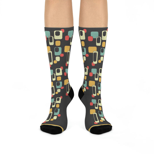Retro Design Socks Unisex Adult Stretchy Mid Calf Original Atlas Wanderlust