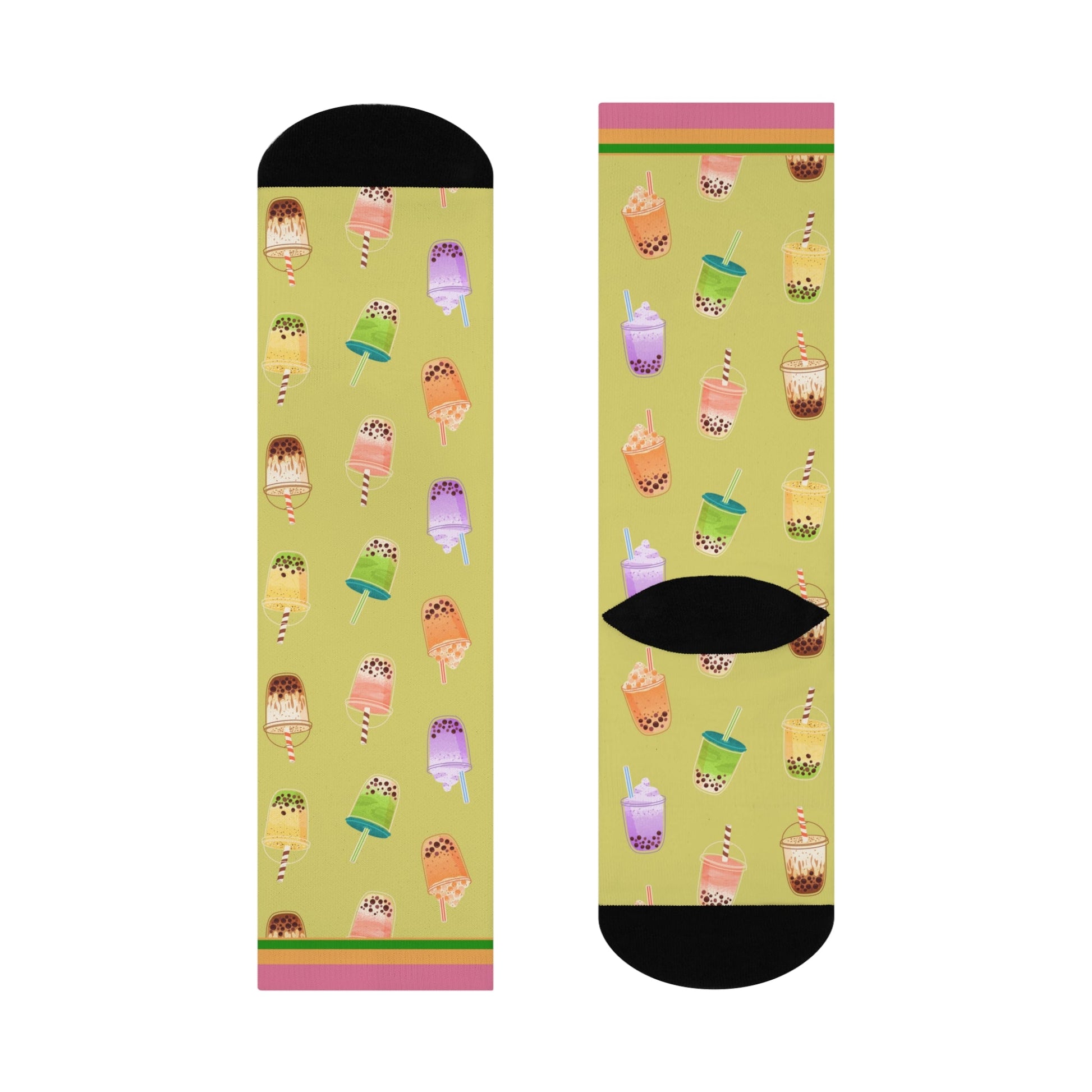 Bubble Tea Socks Boba Unisex Adult Stretchy Mid Calf Original Atlas Wanderlust