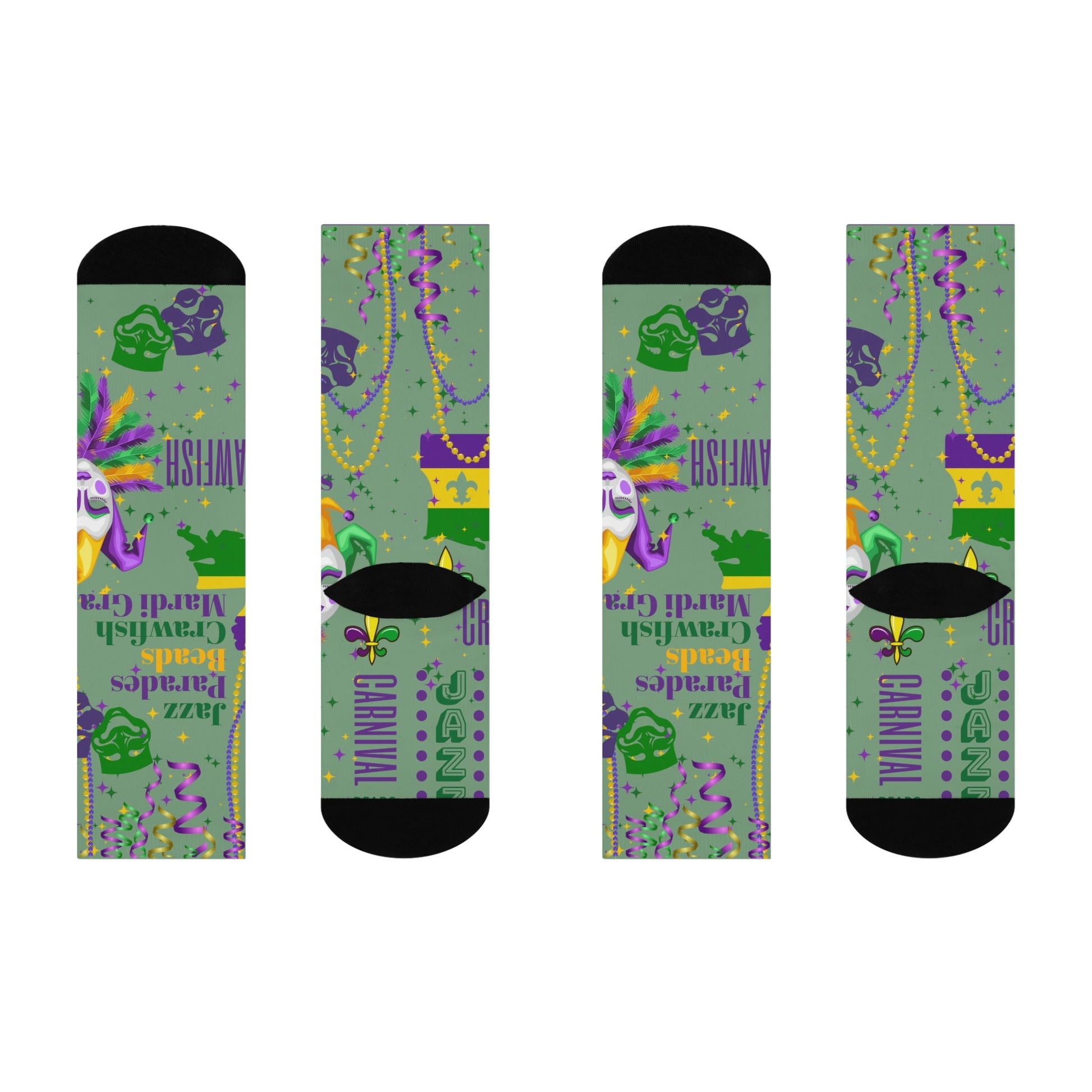Mardi Gras Socks The Big Easy Unisex Adult Stretchy Mid Calf Original Atlas Wanderlust