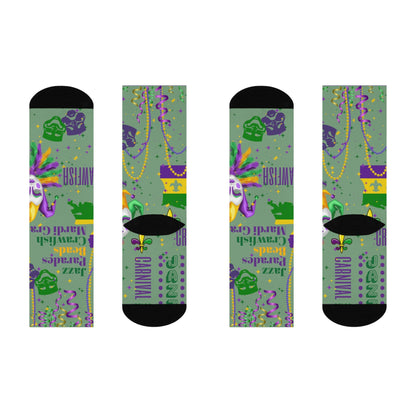 Mardi Gras Socks The Big Easy Unisex Adult Stretchy Mid Calf Original Atlas Wanderlust