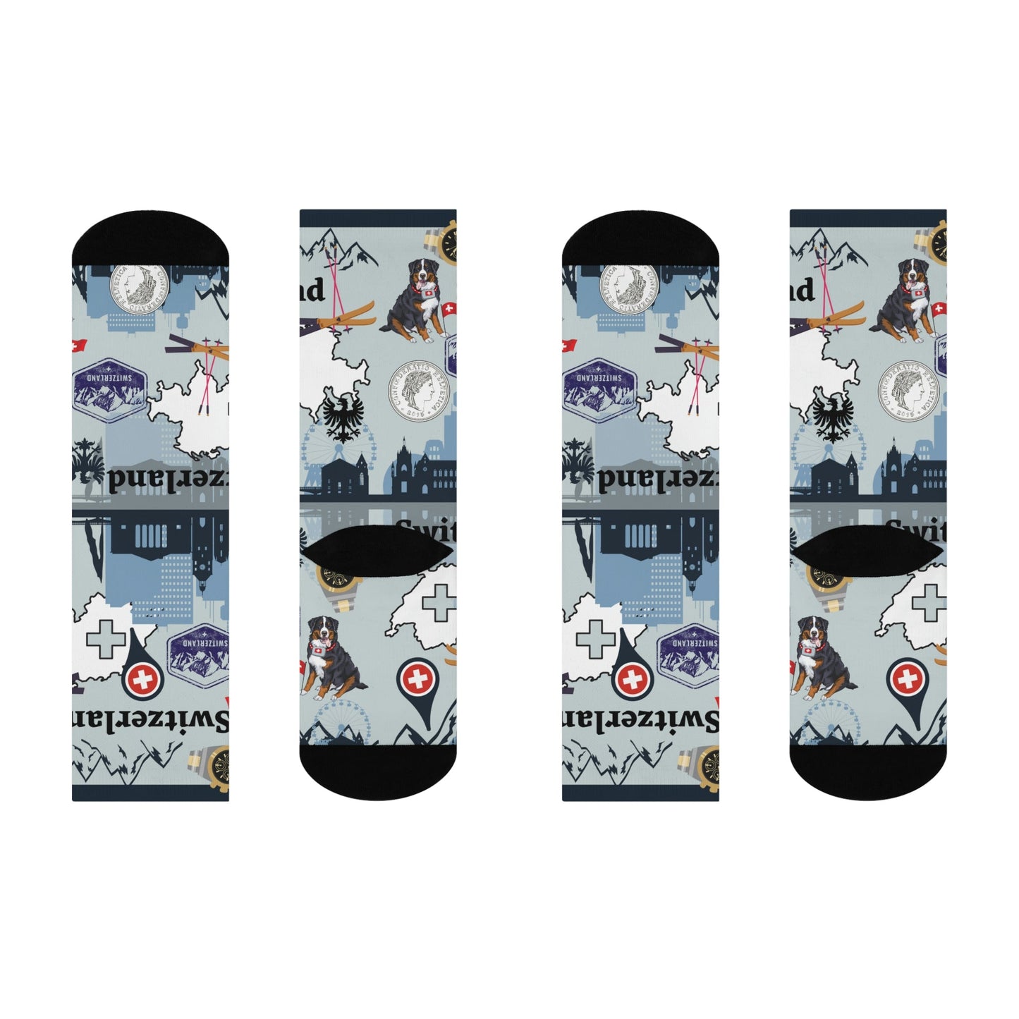 Switzerland Socks Alps Unisex Adult Stretchy Mid Calf Original Atlas Wanderlust
