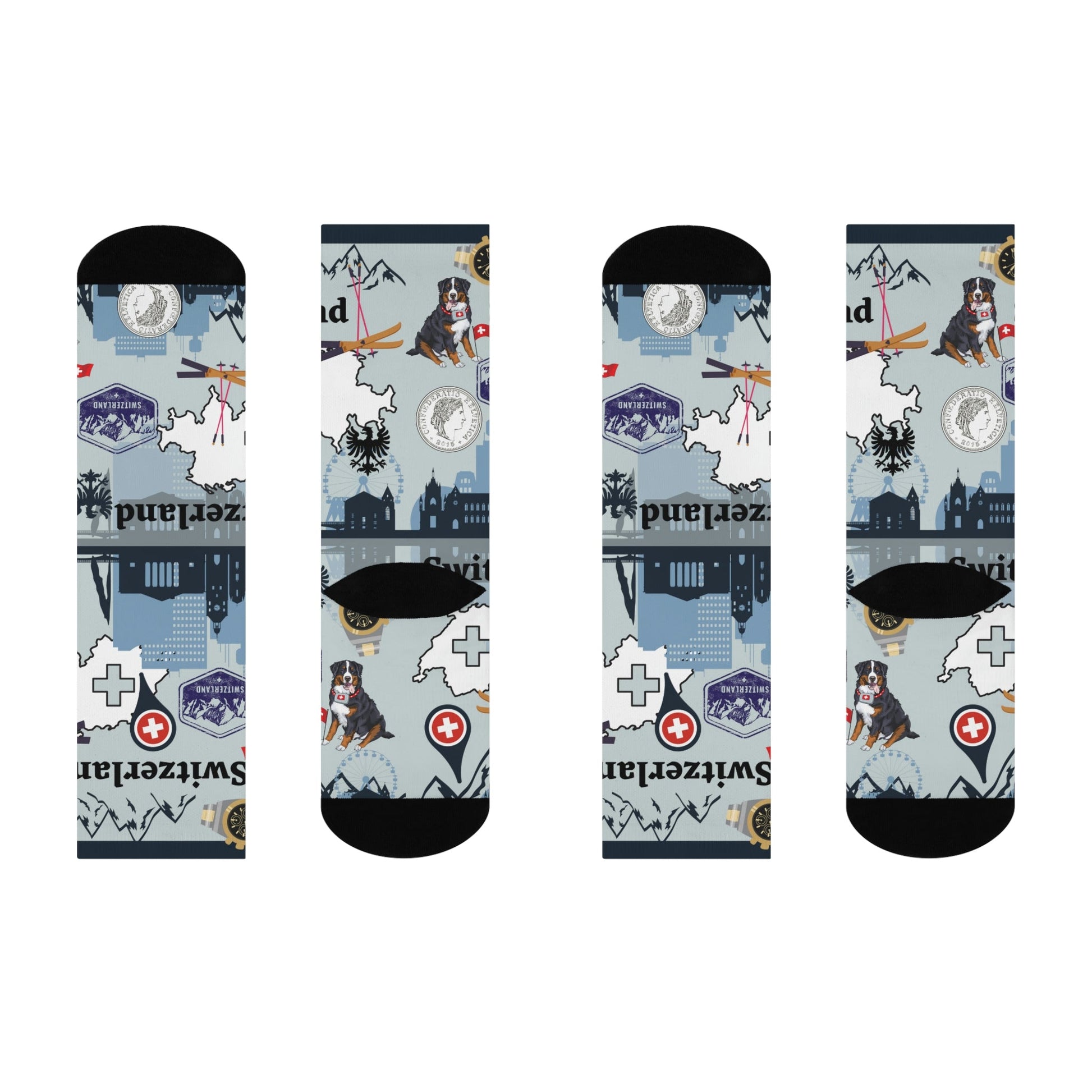 Switzerland Socks Alps Unisex Adult Stretchy Mid Calf Original Atlas Wanderlust