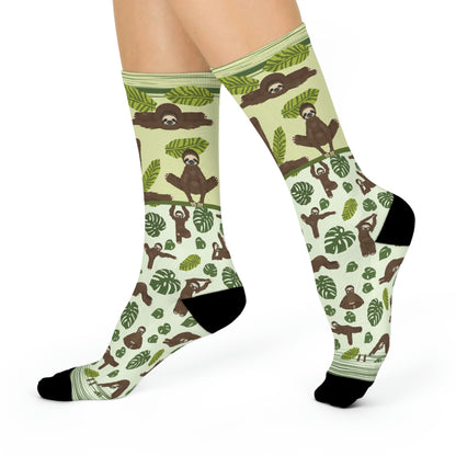 Sloths in Action= Slaction Socks! Unisex Adult Stretchy Mid Calf Original Atlas Wanderlust