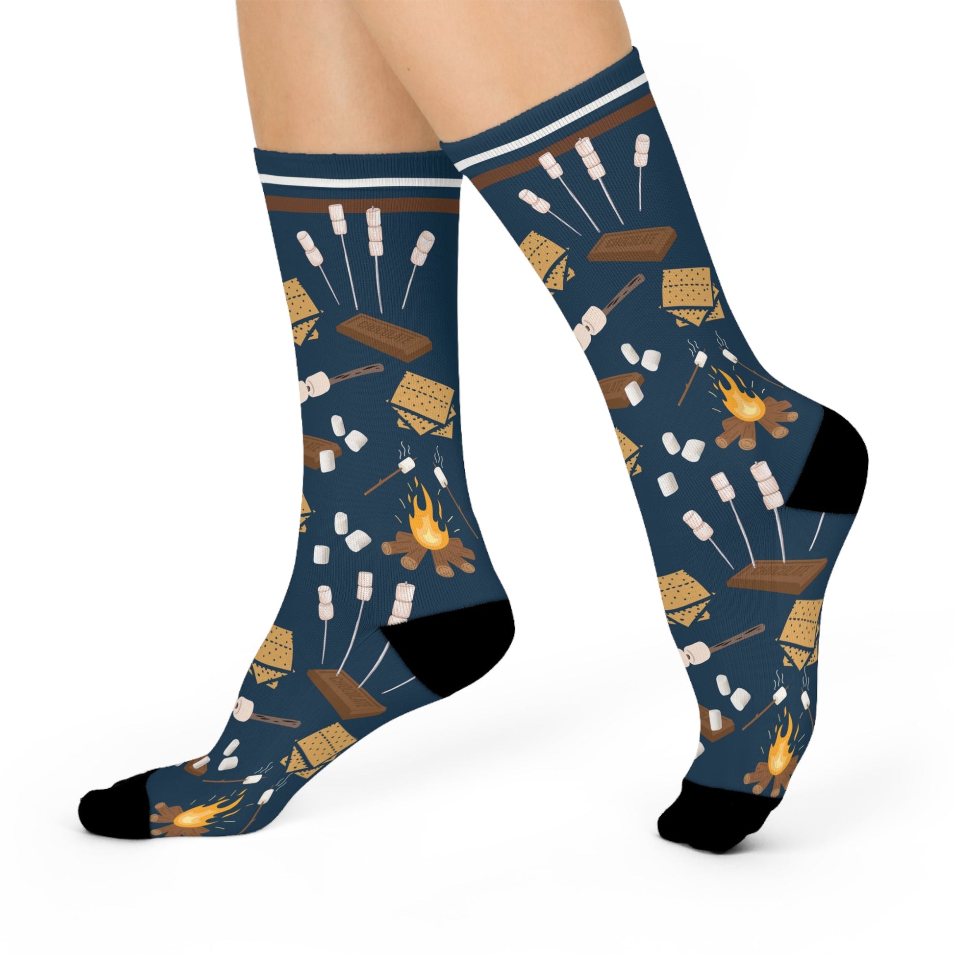 S’mores Socks Campfire Unisex Adult Stretchy Mid Calf Original Atlas Wanderlust