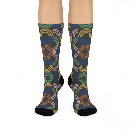 Colorful Retro Socks Unisex Adult Stretchy Mid Calf Original Atlas Wanderlust