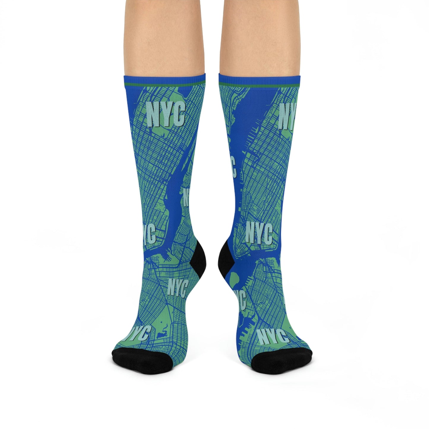 NYC Socks Map Central Park Unisex Adult Stretchy Mid Calf Atlas Wanderlust