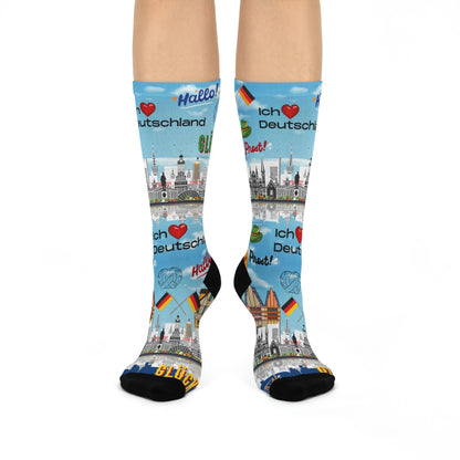 Germany Socks – Deutschland Travel Crew Socks Inspired by Culture & Design Atlas Wanderlust