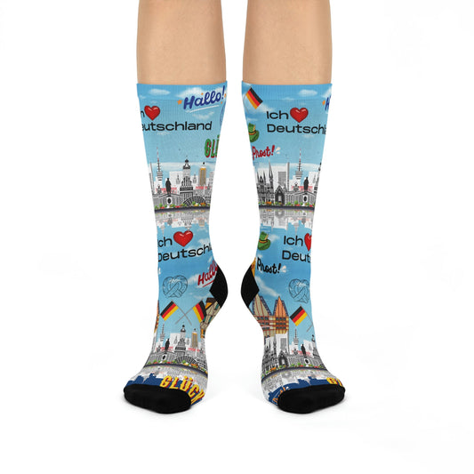 Germany Socks – Deutschland Travel Crew Socks Inspired by Culture & Design Atlas Wanderlust