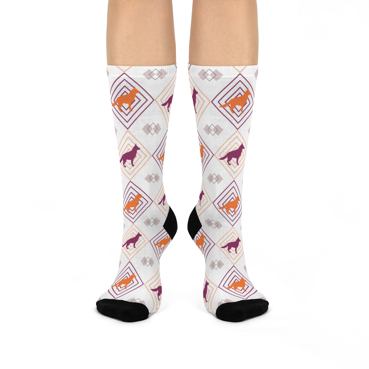 German Shepherd Crew Socks! magenta and pink preppy German Shepherds! great gift for men, women, and teens - The Dapper Dogg