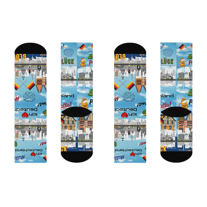 Germany Socks – Deutschland Travel Crew Socks Inspired by Culture & Design Atlas Wanderlust
