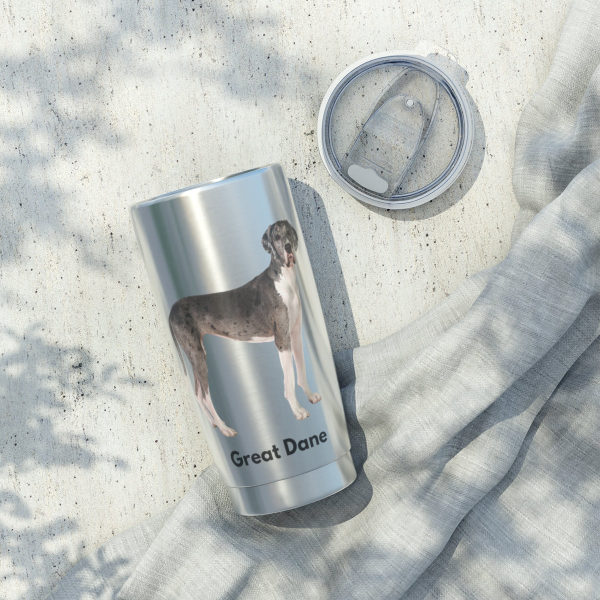 Great Dane 20 oz tumbler, stainless steel, practical drink carrier, fits in car drink holder - The Dapper Dogg