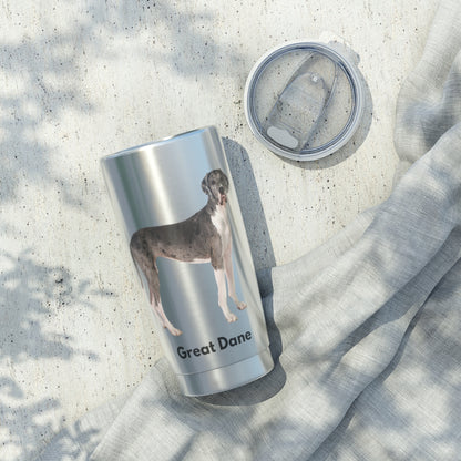 Great Dane 20 oz tumbler, stainless steel, practical drink carrier, fits in car drink holder - The Dapper Dogg