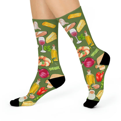 Italian Food Socks Mama Mia Unisex Adult Stretchy Mid Calf Original Atlas Wanderlust